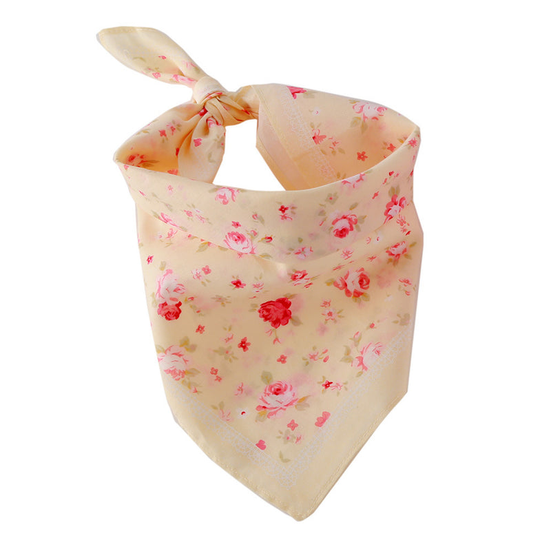 Cotton Triangle Scarf With Rose Flower Bandana Bib