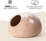 MEWOOFUN Handmade Wool Cat Cave Bed - Natural Felt Hideaway House For Indoor Cats & Kittens, Breathable Warm Pet Bed Grey, Medium