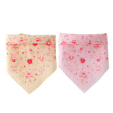 Cotton Triangle Scarf With Rose Flower Bandana Bib