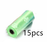Pet Supplies Wholesale Dog Cleaning Waste Garbage Bags Printed Footprints 15 PcsRoll Pet Garbage Bags